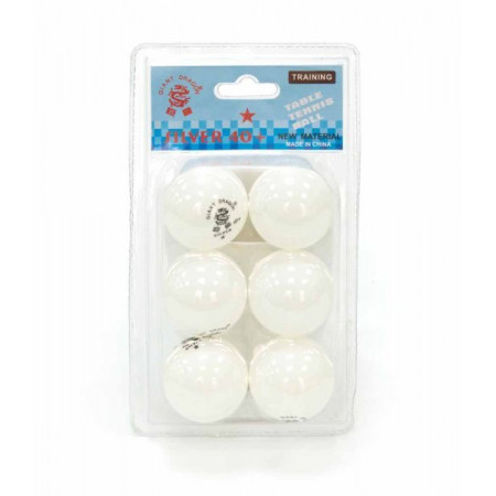Мячи Dragon Training Silver 1* New (6 шт, бел.) в блистере
