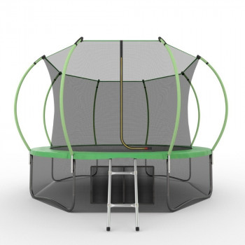 EVO JUMP Internal 12ft (Green) + Lower net. Батут с внутренней сеткой и лестницей, диаметр 12ft (зеленый) + нижняя сеть