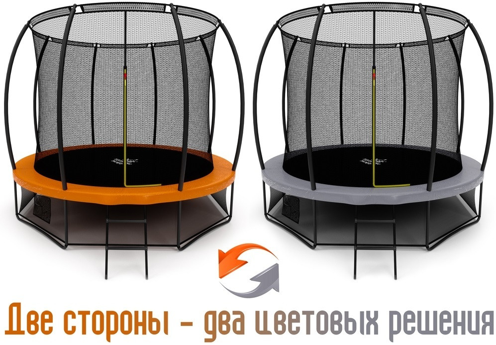 Батут Триумф Норд Премиальный 305 см двухцветный серый/оранжевый с лестницей
