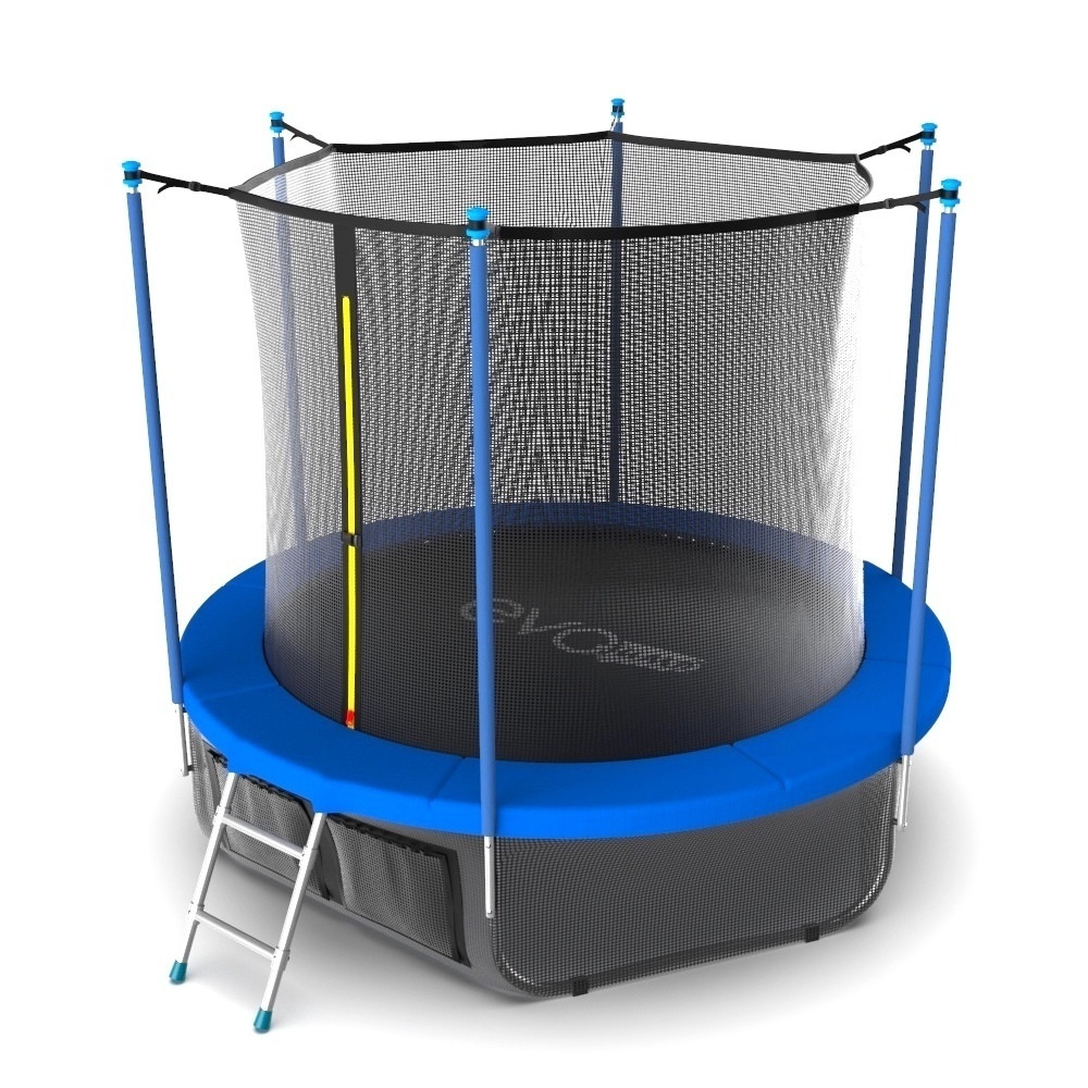 EVO JUMP Internal 8ft (Sky). Батут с внутренней сеткой и лестницей, диаметр 8ft (синий) + нижняя сеть