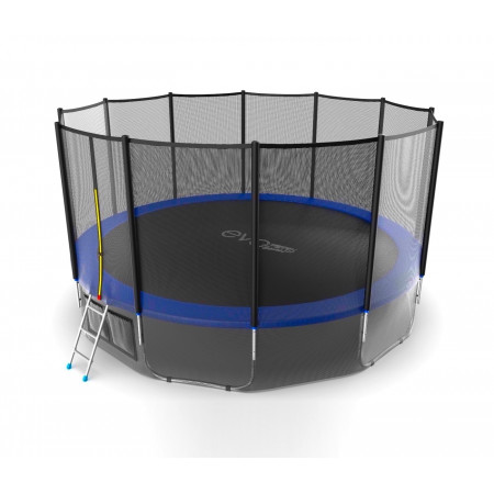 EVO JUMP External 16ft (Blue) + Lower net. Батут с внешней сеткой и лестницей, диаметр 16ft (синий) + нижняя сеть